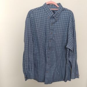 Jos. A. Bank Blue Plaid 100% Cotton Traveler's Collection Button Down Shirt XL